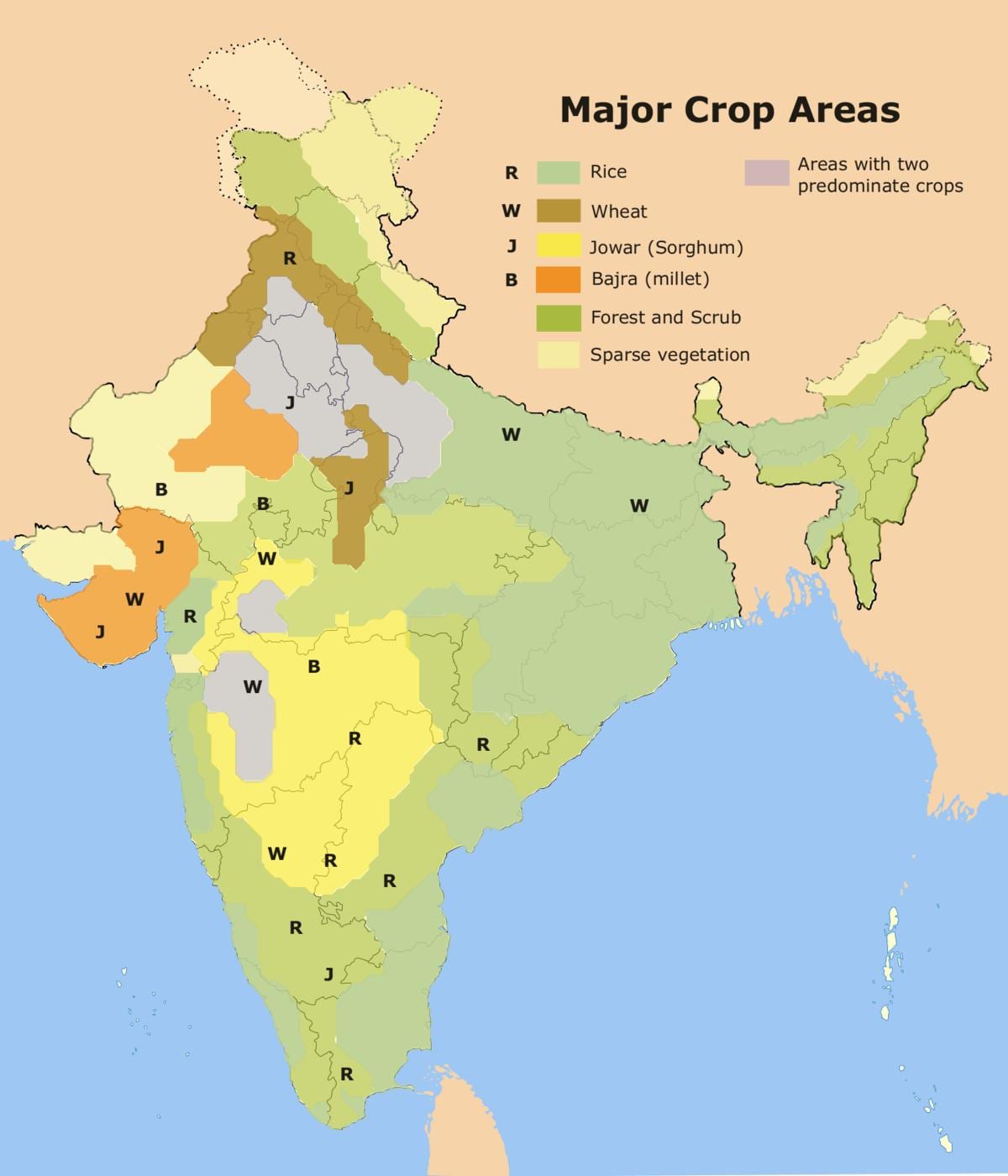 kaart van landbouw van India