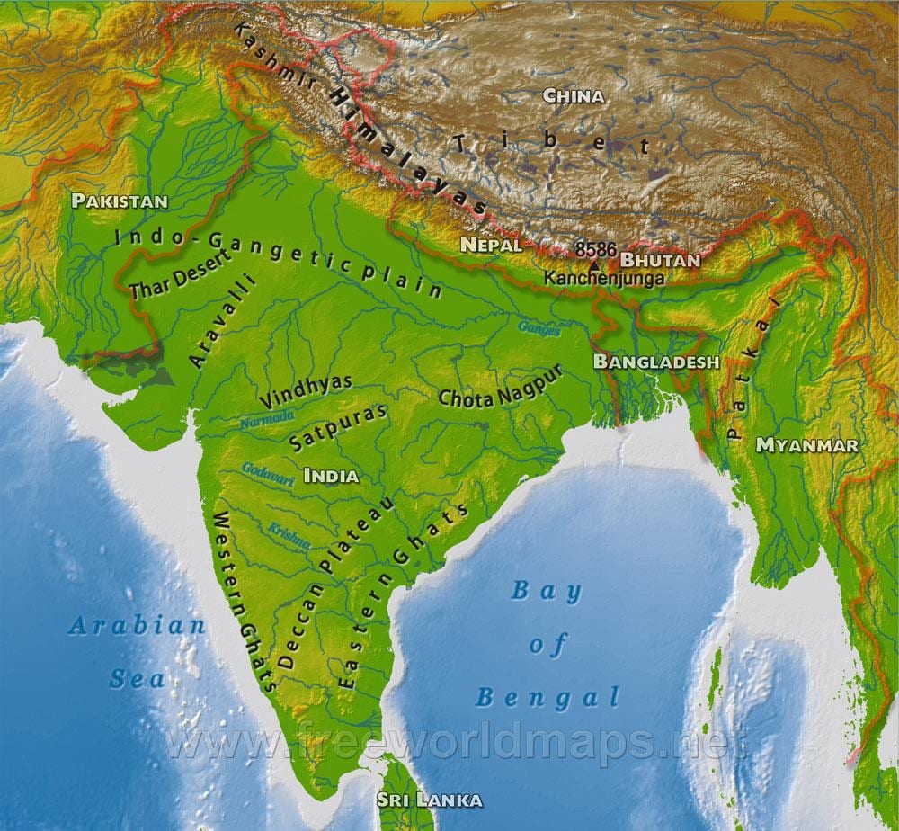 India geografische kaart