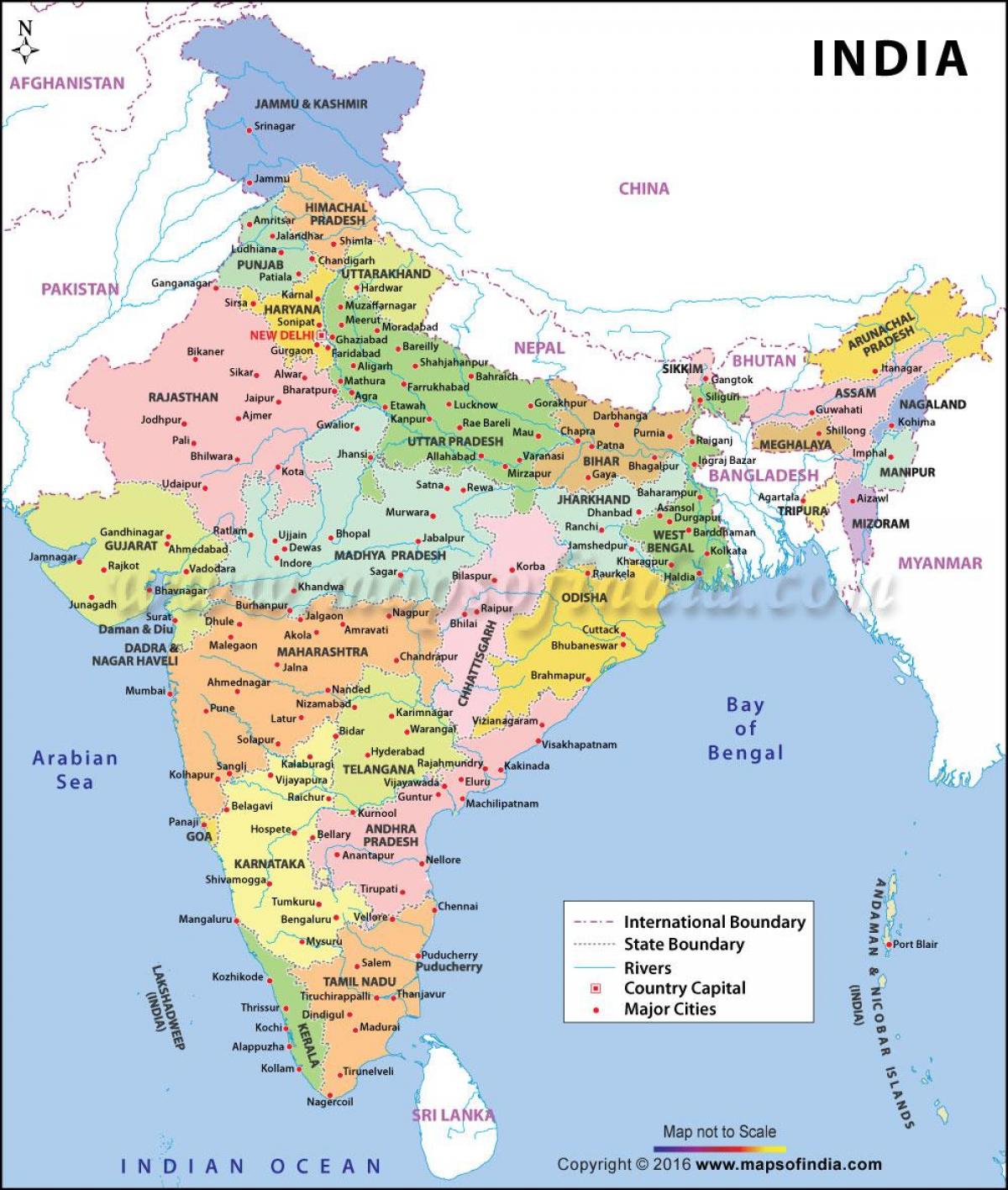 de belangrijkste havens van India kaart