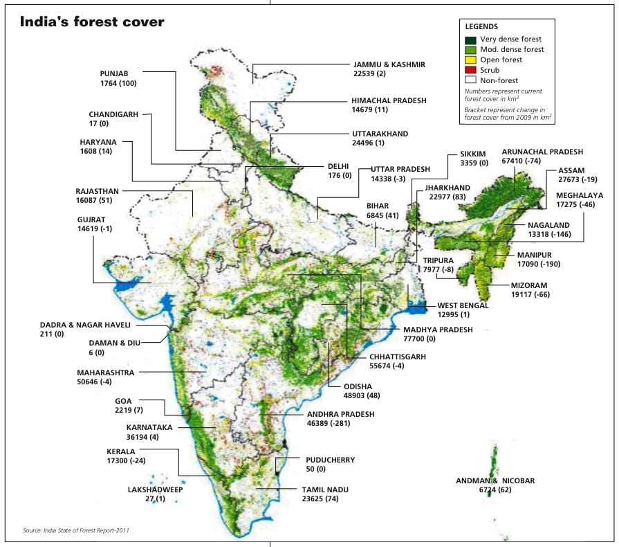 bos kaart van India