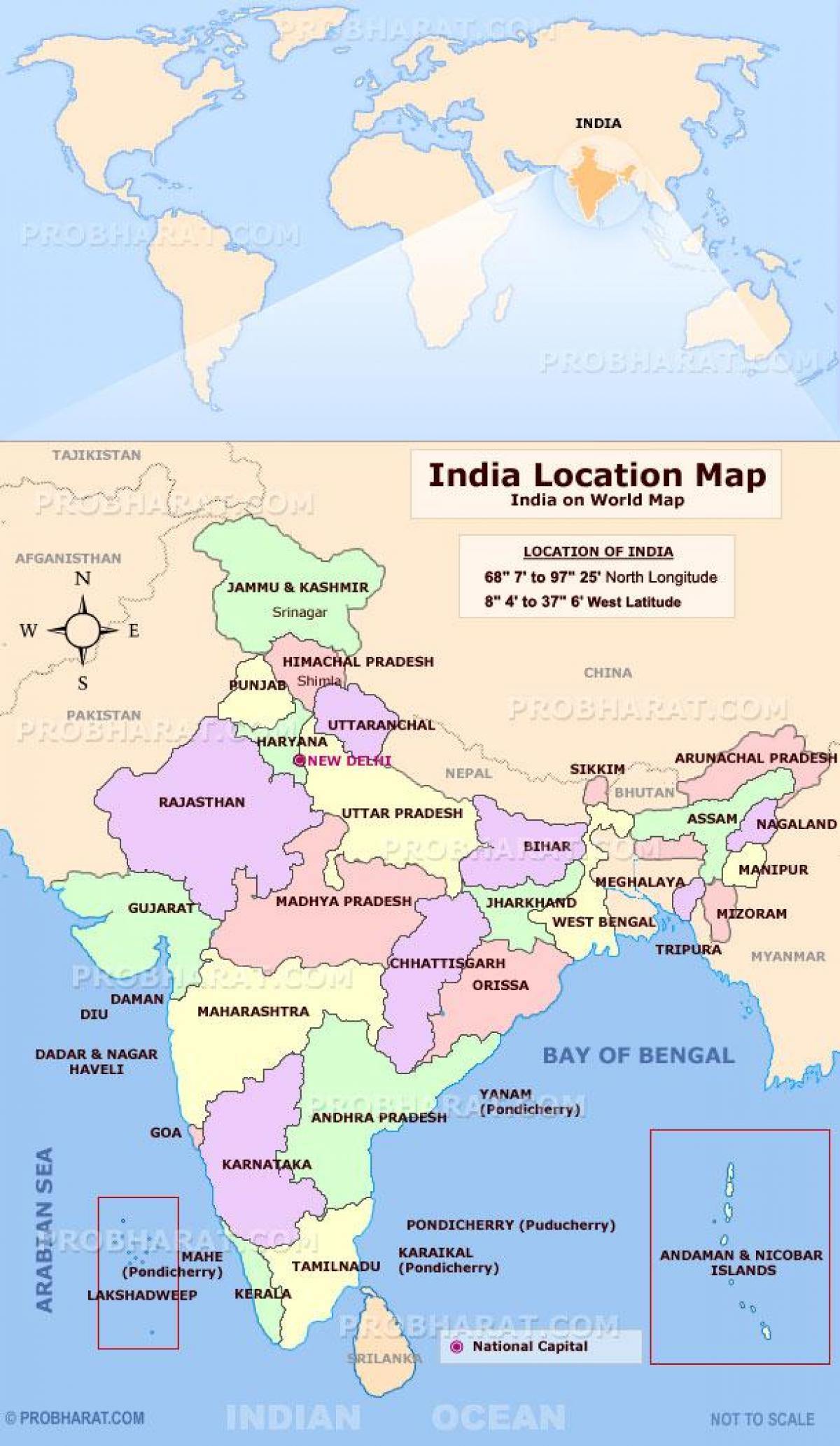 India locatie op kaart