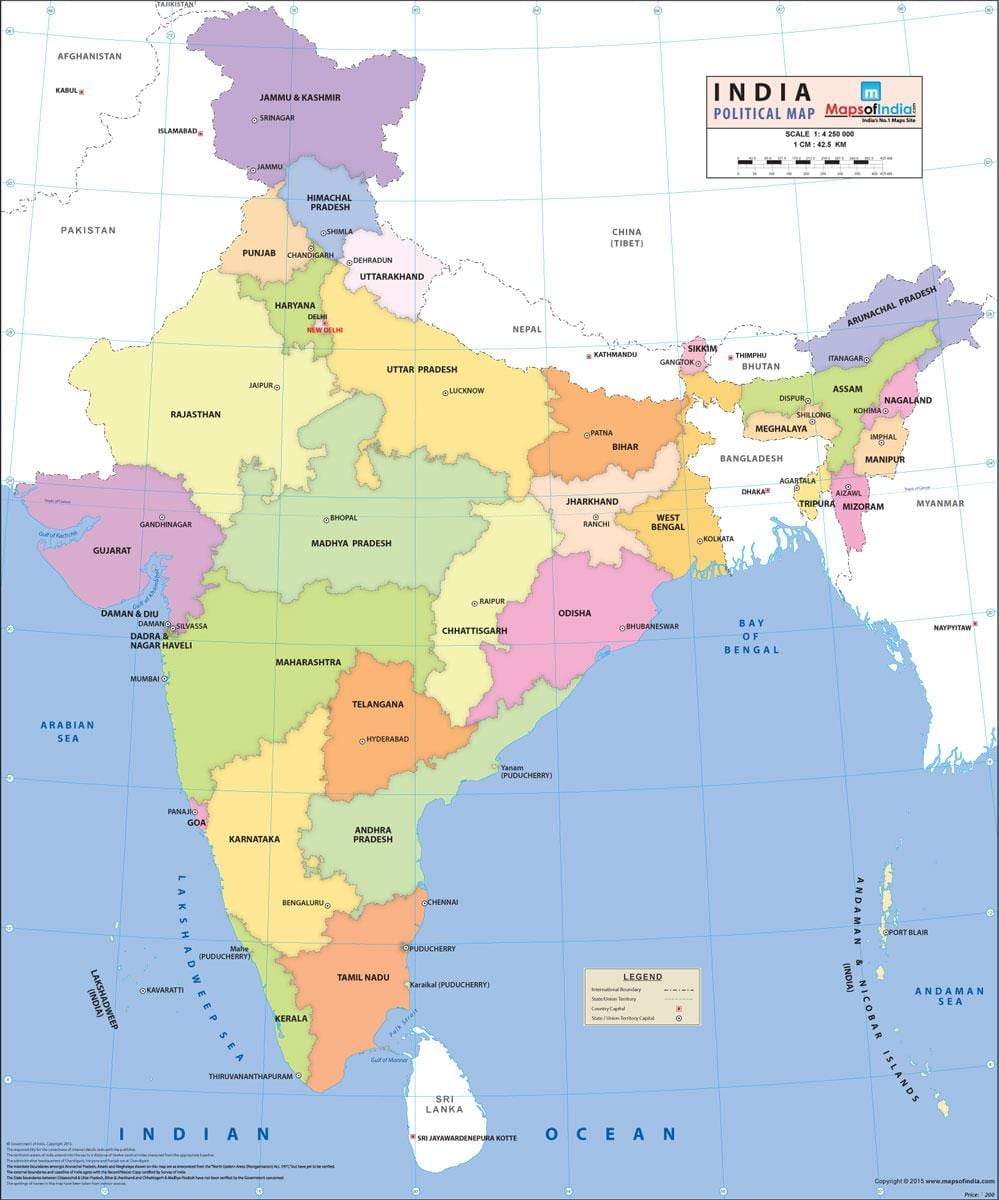 India kaart politieke