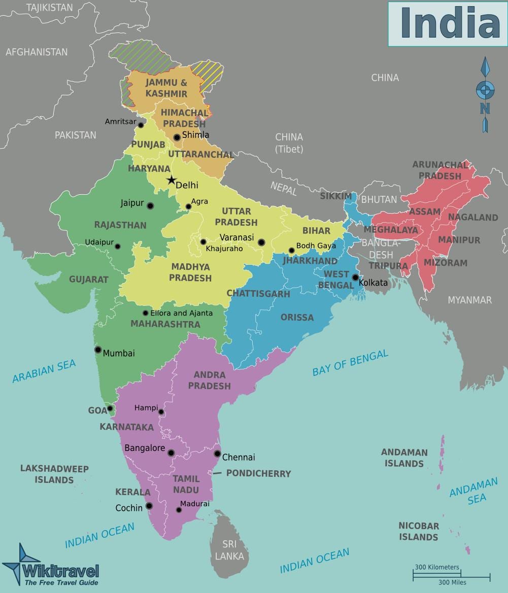 Indiase regio ' s in kaart