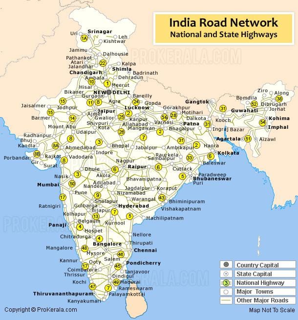 de snelweg kaart van India