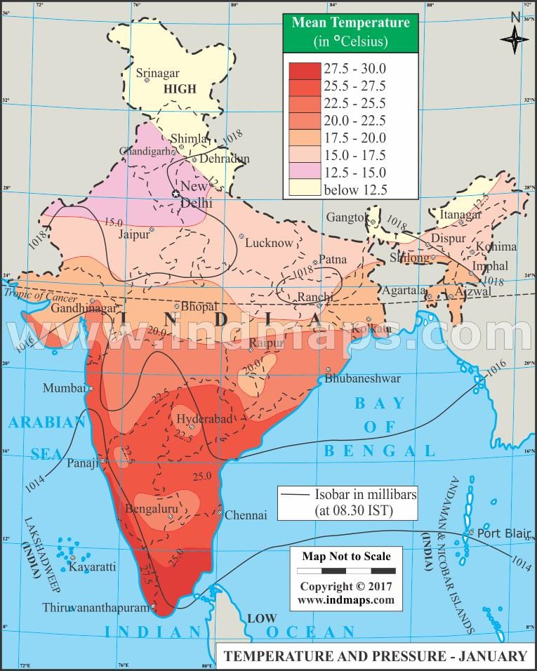 temperatuur kaart van India
