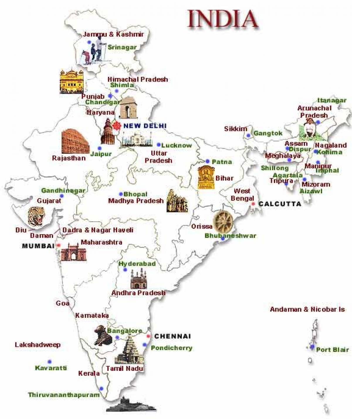 toeristische kaart van India