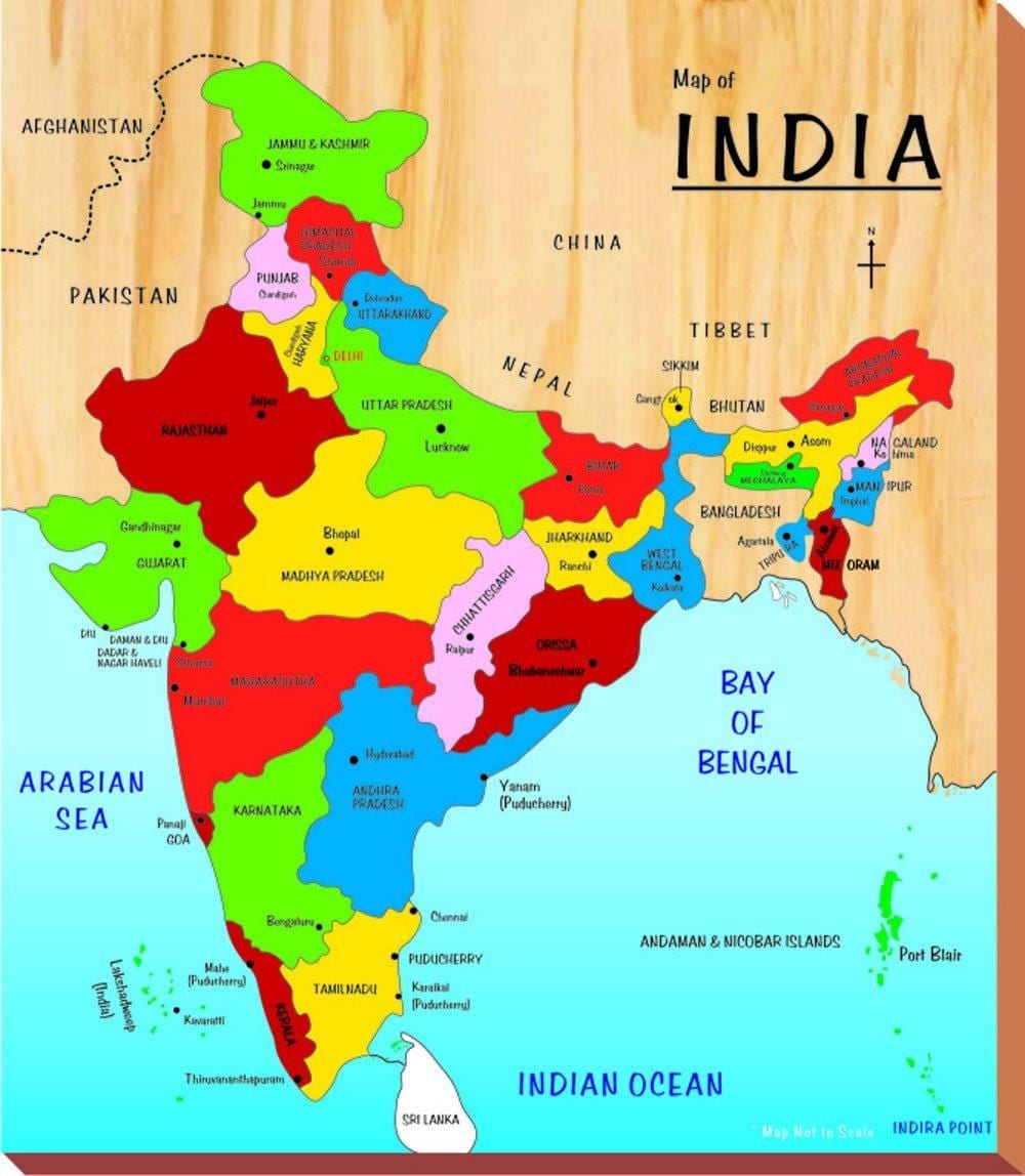 India kaart voor kinderen