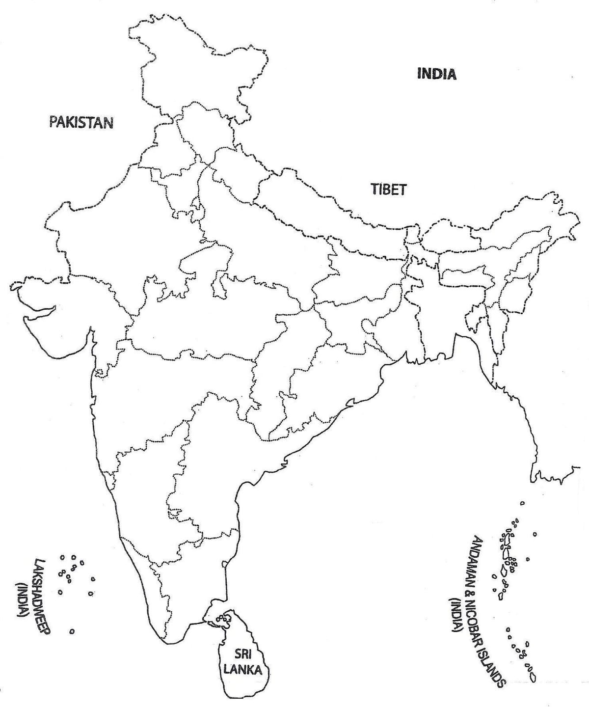 politieke kaart van India leeg
