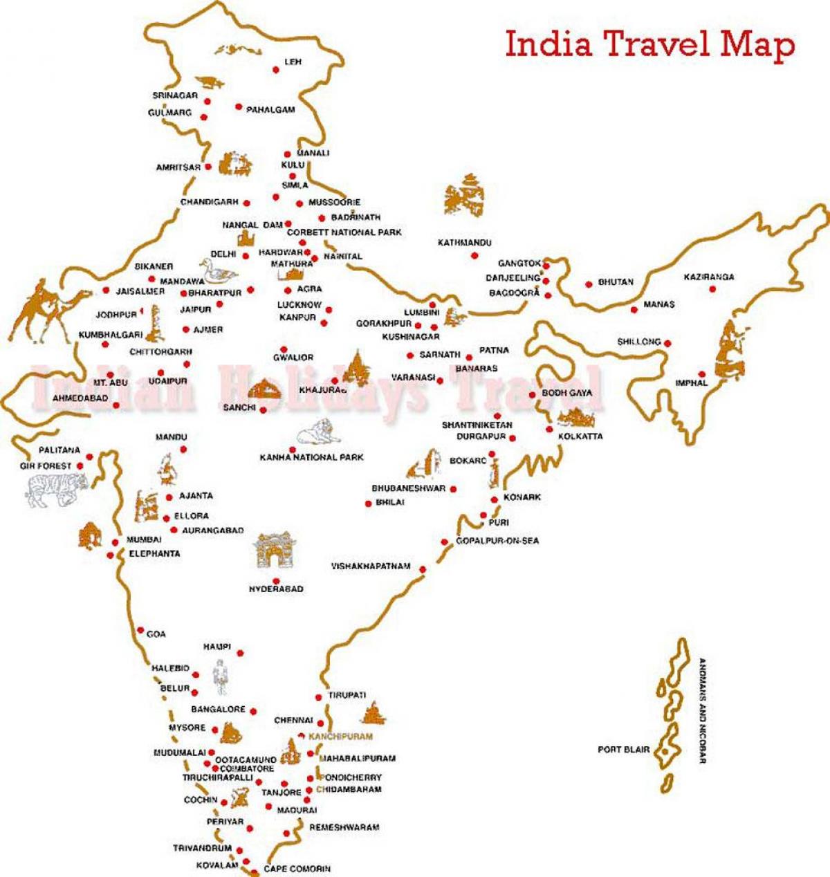 reizen India kaart