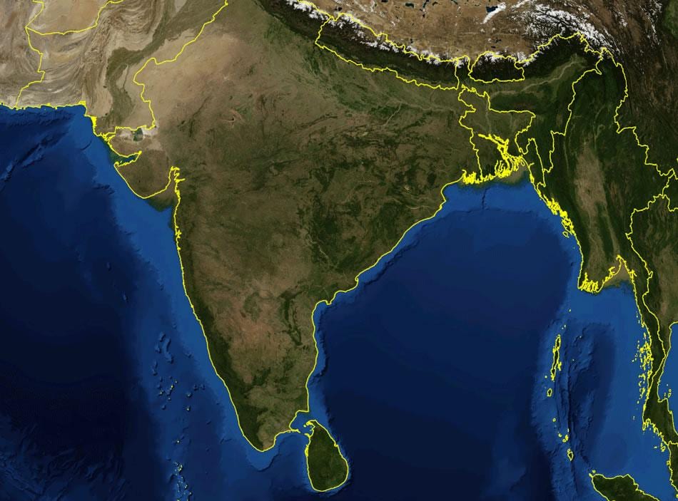 kaart van India, satelliet