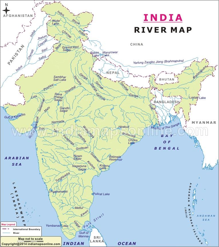 sindhu rivier de kaart van India