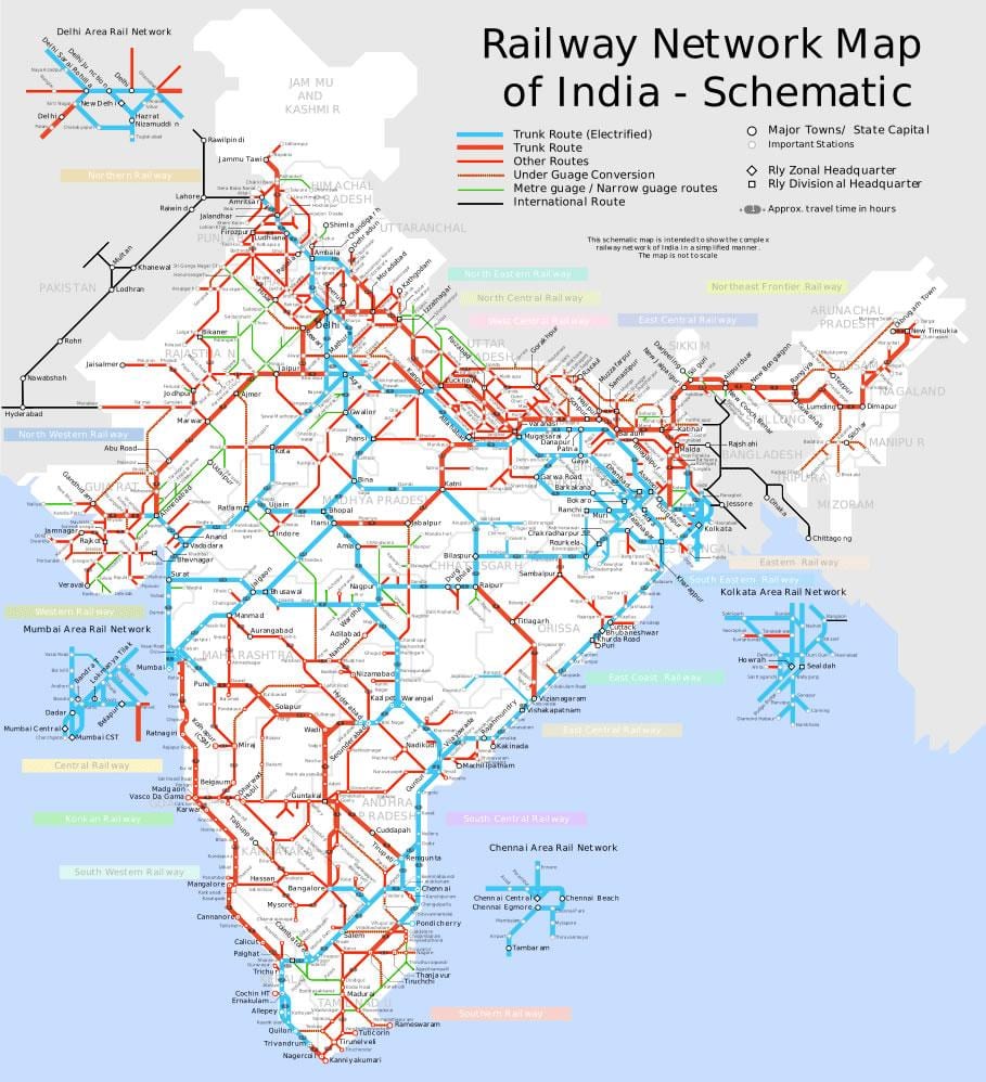 India trein kaart