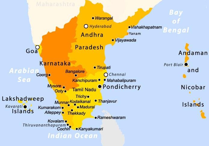 zuid-India kaart
