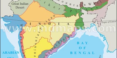 India fysieke verdeling kaart