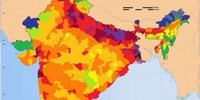 Bevolkingsdichtheid kaart van India