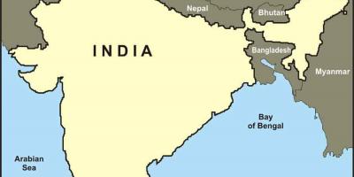 India kaart met grenzen
