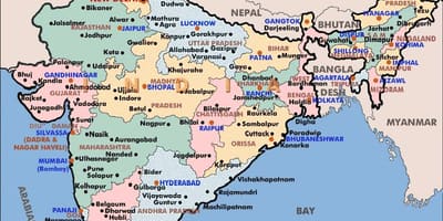 Politieke kaart van India, met staten