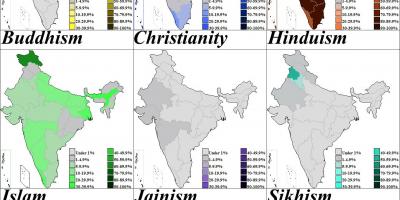 Kaart van India religie