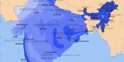 India neerslag kaart