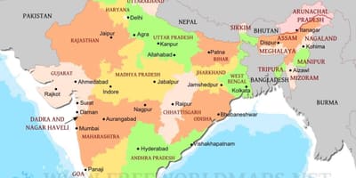 Politieke kaart van noord-India